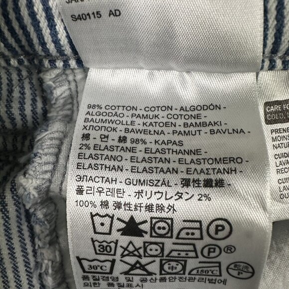 Levis Jeans Womens 4 Blue White Pinstripe Cropped Cuffed Stretch Denim Pants - Picture 7 of 12